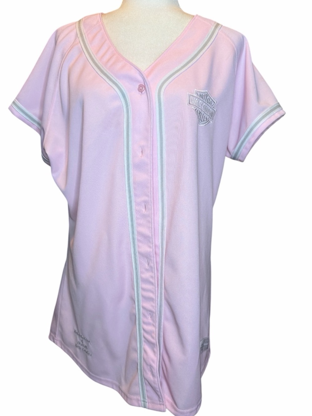 Harley Davidson Pink Baseball-Style Button Front Jersey